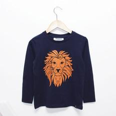 Kids longsleeve t-shirt ‘Oeh Lion’ – Dark blue via zebrasaurus