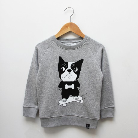 Kinder sweater ‘Baggy dog’ – Grey melange from zebrasaurus