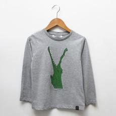 Kids longsleeve t-shirt ‘Croc monsieur’ | Grey melange via zebrasaurus
