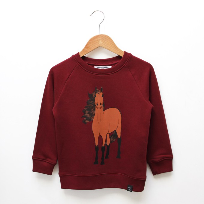 Kids sweater ‘Horse-d’oeuvre’ | Burgundy from zebrasaurus