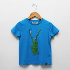 Kids t-shirt ‘Croc monsieur’ | Azur blue from zebrasaurus