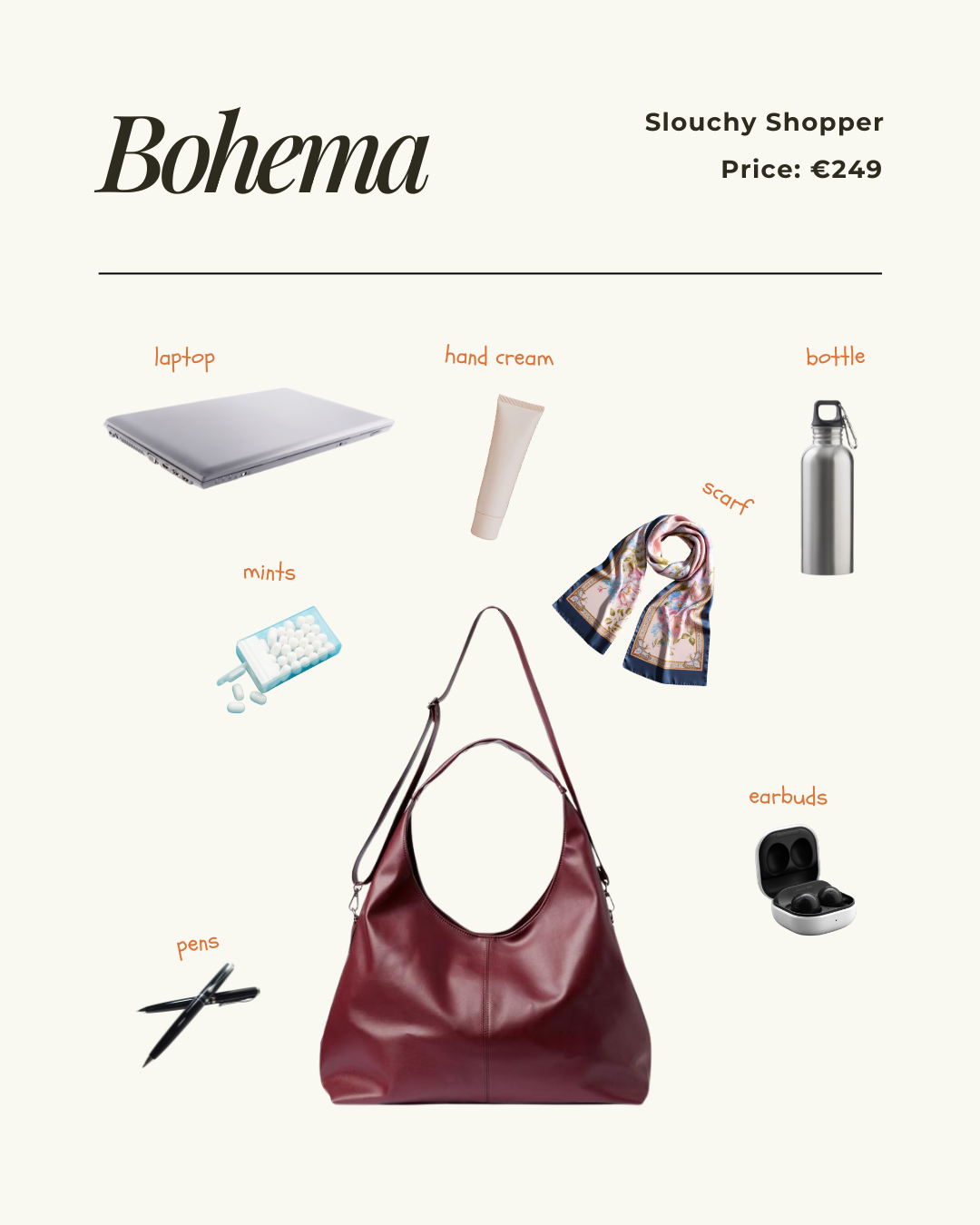 Slouchy workbag in Burgundy