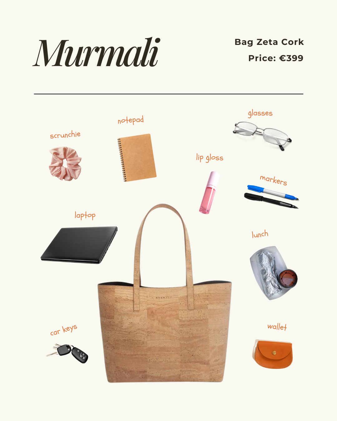 Stylish workbag made from cork